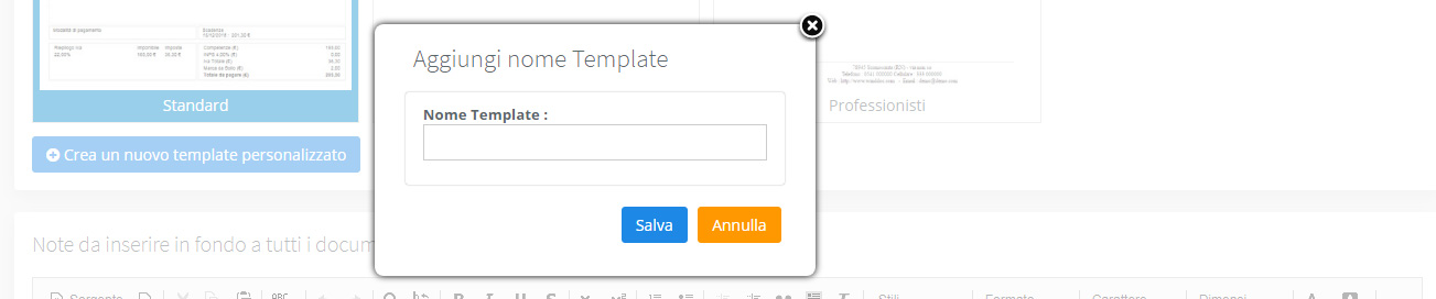 Nuovo Template Personalizzato