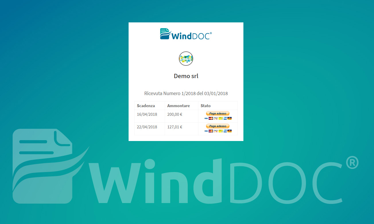 Pagamento PayPal in winddoc