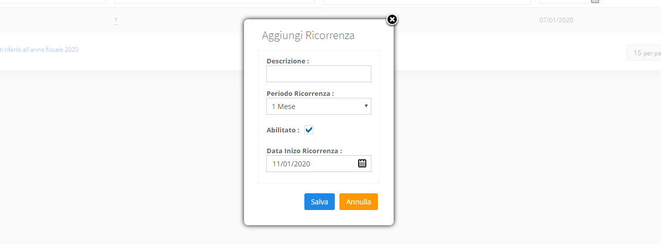 Nuova Ricorrenza