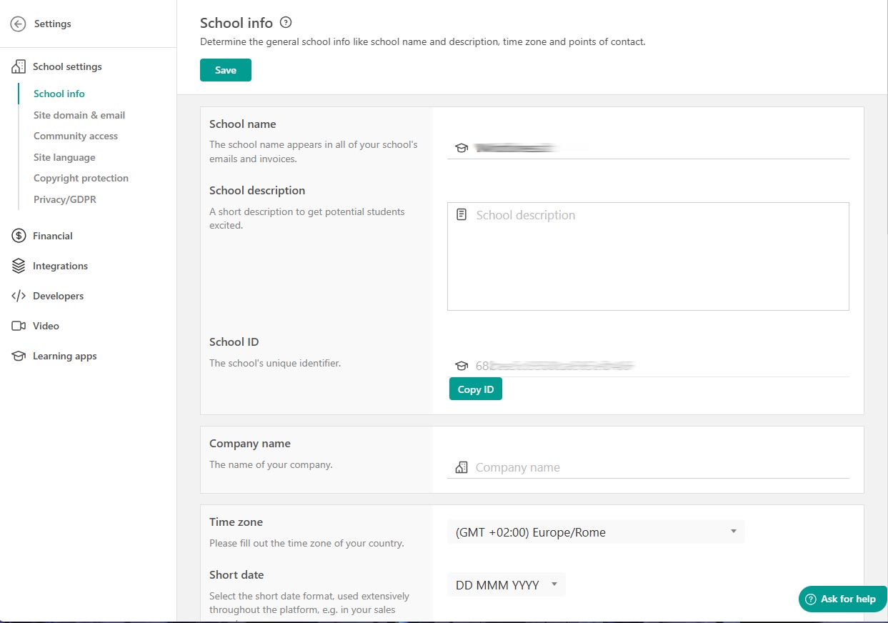 LearnWorlds - School Id