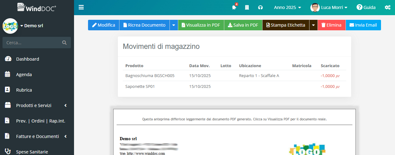 Lista Movimenti
