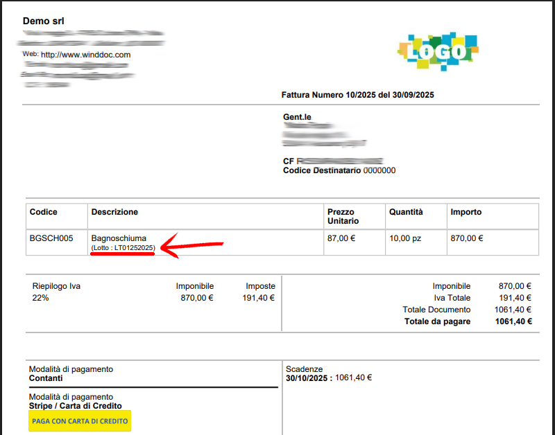 Stampa Lotto sui Documenti