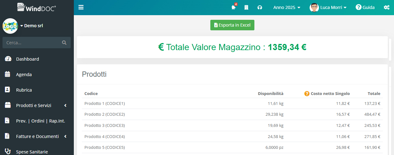 Valorizzazione Magazzino