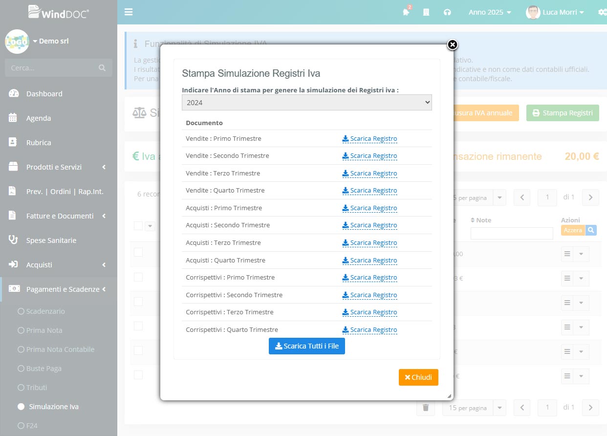 Simulazione Iva : Registri