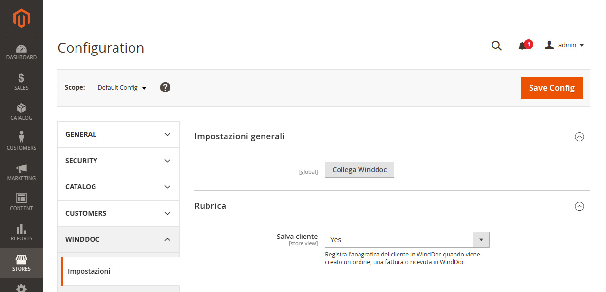 Magento - Sincronizzazione con WindDoc