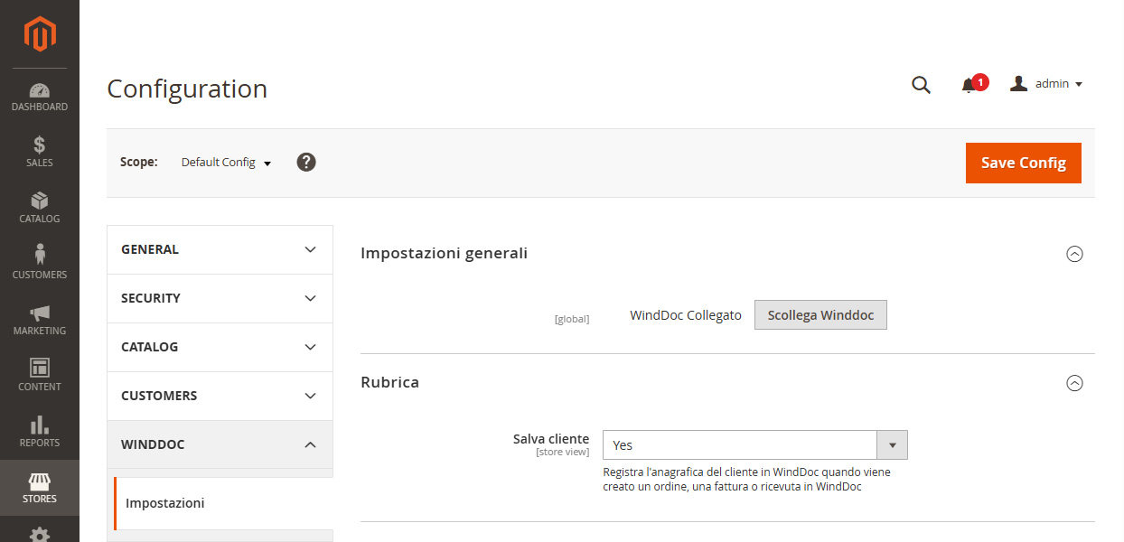 Magento - Sincronizzazione con WindDoc